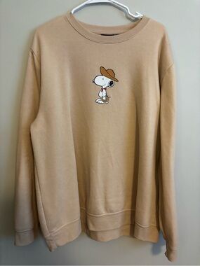 Peanuts Tan Snoopy Cowboy Crewneck Sweatshirt